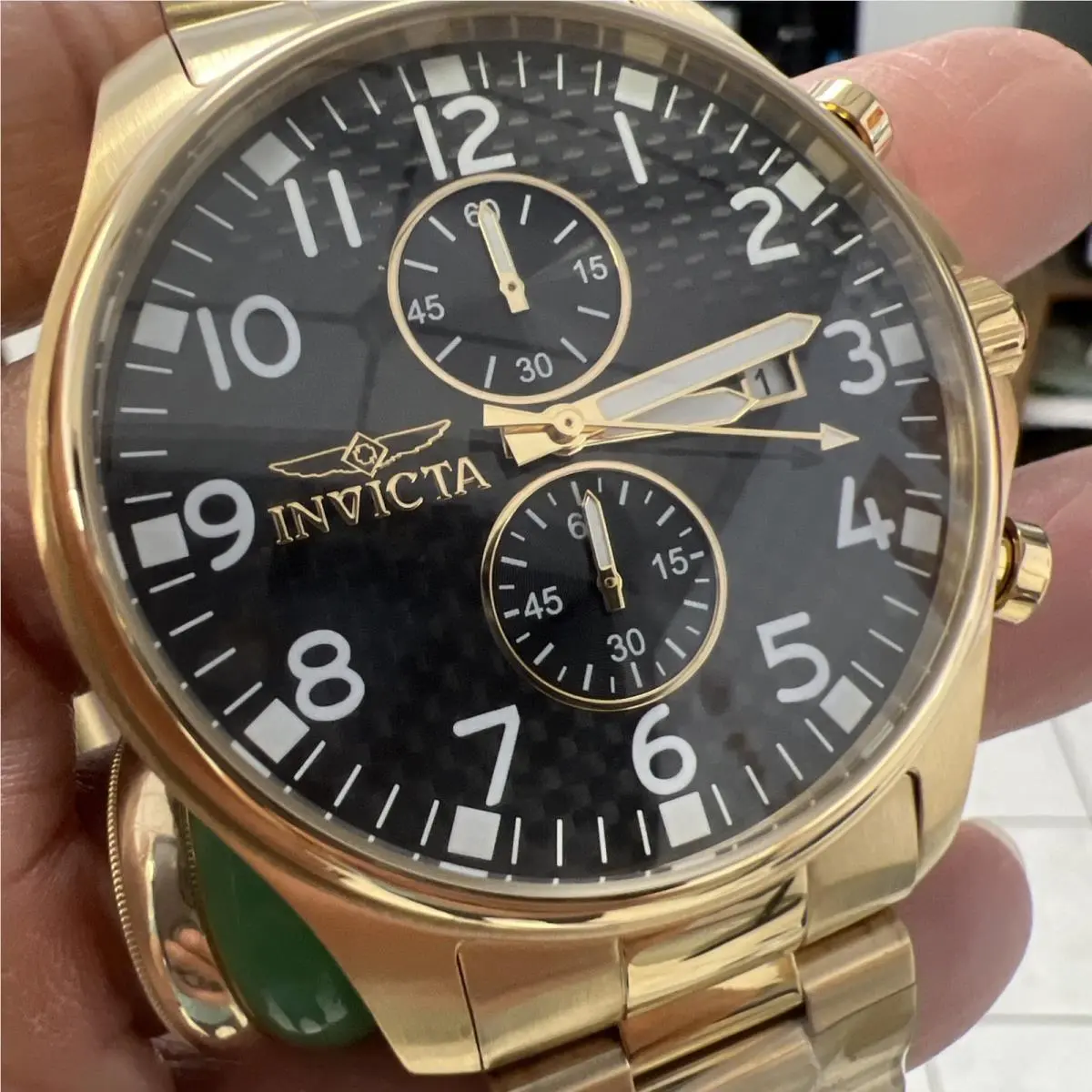 Invicta/men`s 0382-Specialty Quartz Chronograph Black Dial Large Number-watches