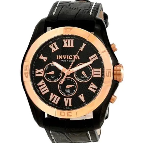 Invicta Men`s 10636 Specialty Elegant Gmt Rose Gold-tone Leather Quartz Watch