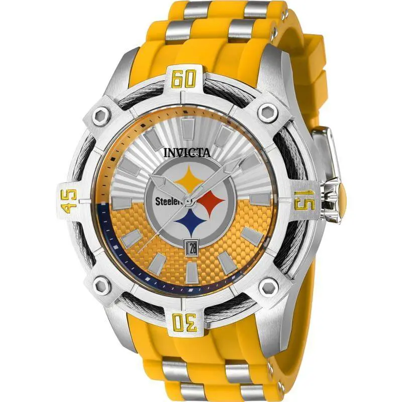 Invicta 42073 Men s Nfl Yellow and Silver Tone Strap Quartz Watch