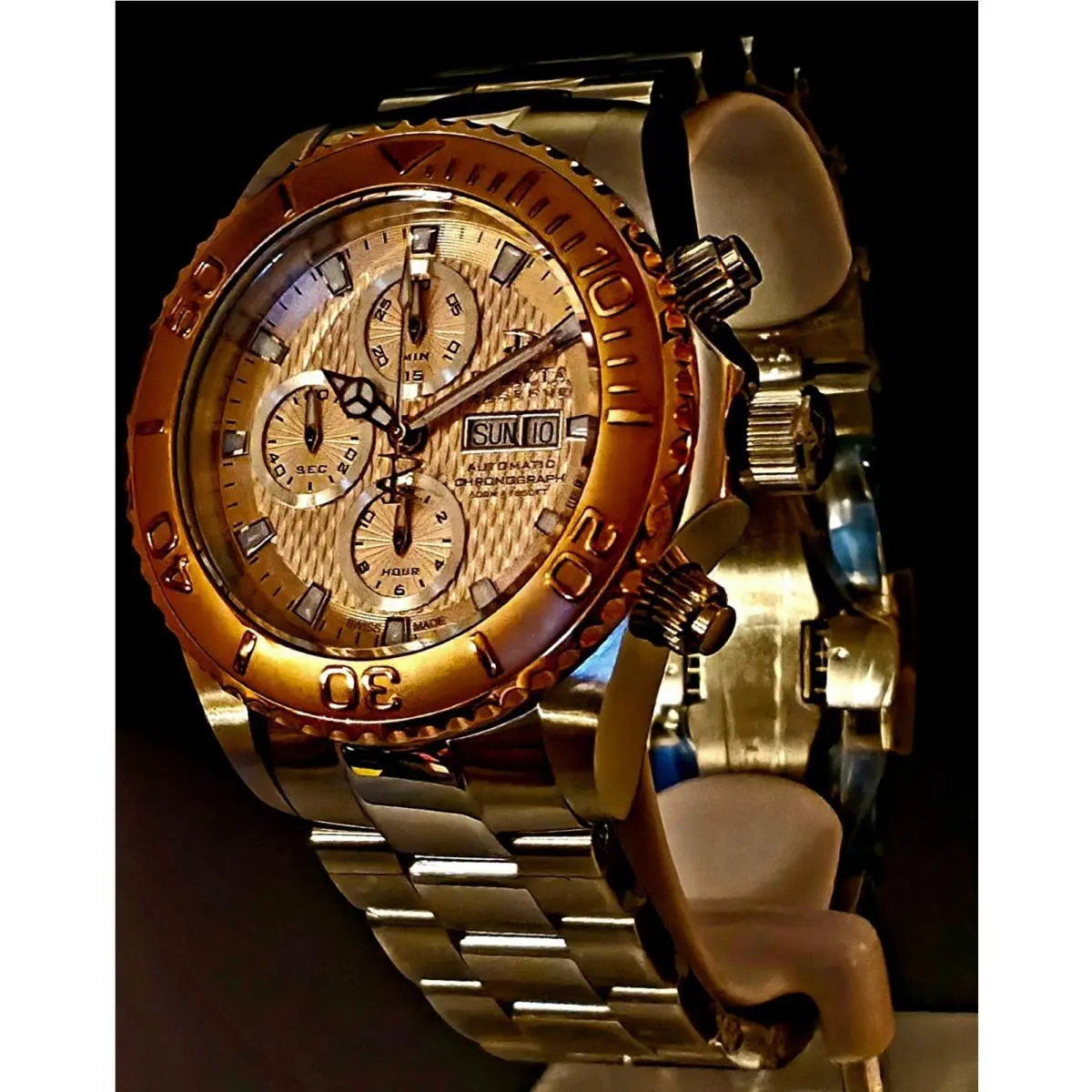 Invicta Reserve Pro Diver Swiss MD Auto 7750 Sapphire Leather Stainless Steel