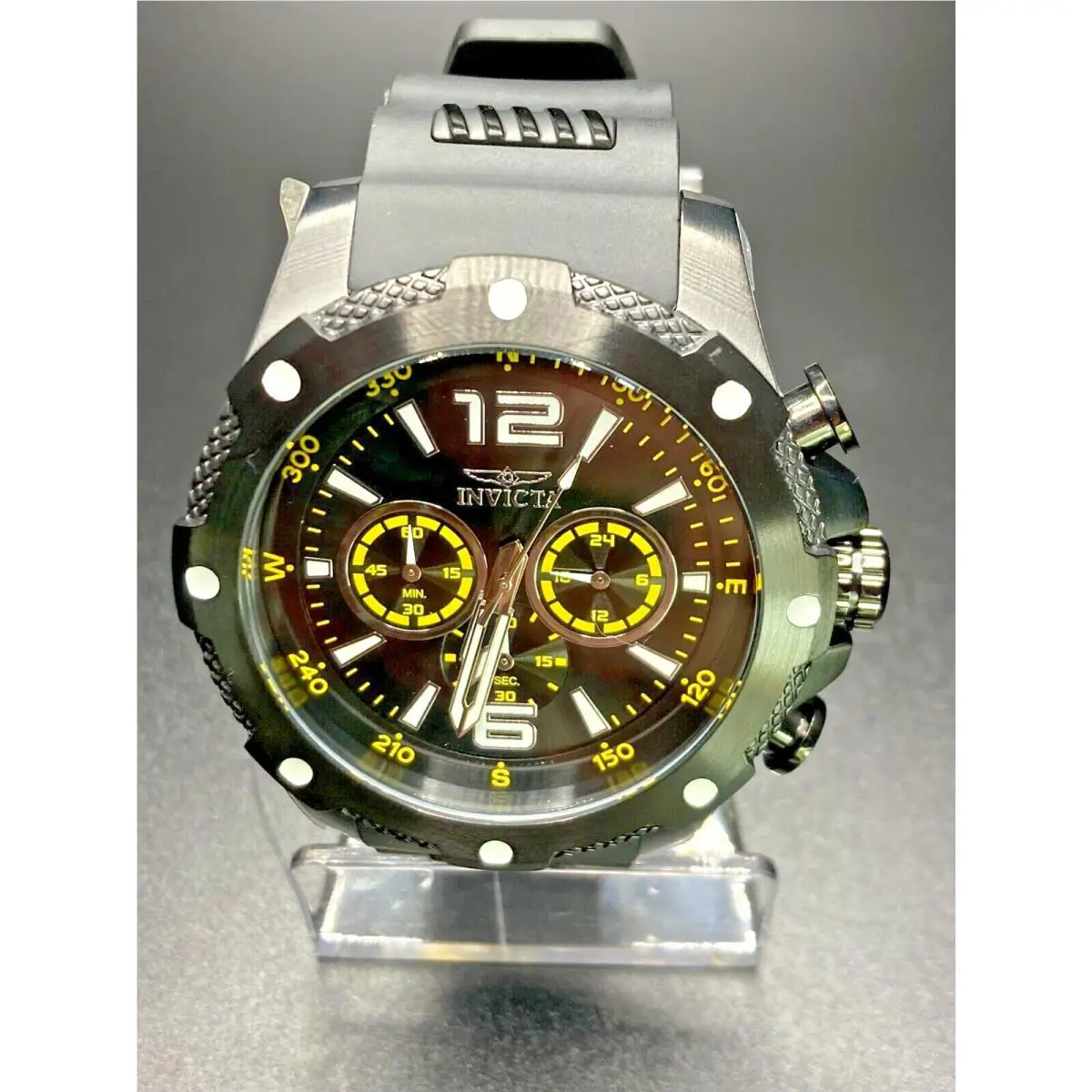 Invicta Men`s 50mm I Force Quartz Chronograph Black and Yellow Dial 34021