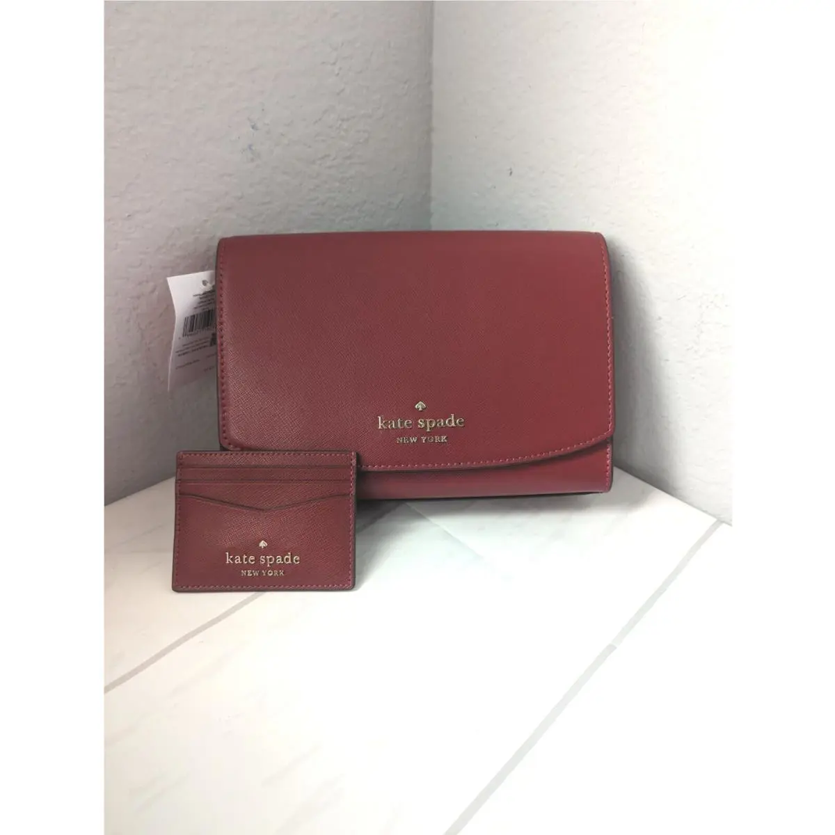 Kate Spade Carson Crossbody Staci Small Cardholder Set In Red Currant