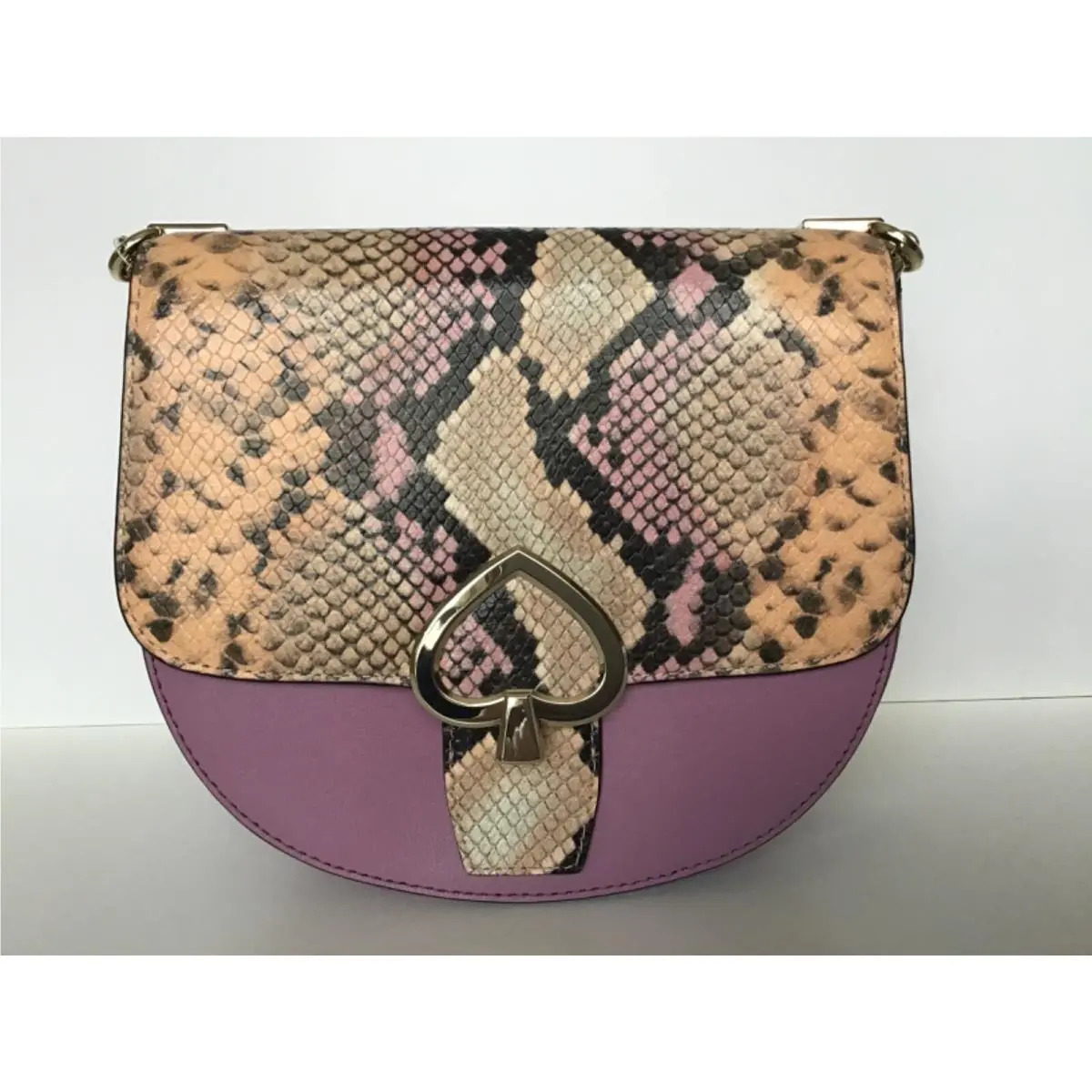 Kate Spade New York Robyn Exotic Medium Chain Saddle Leather Bag Pink Mauve