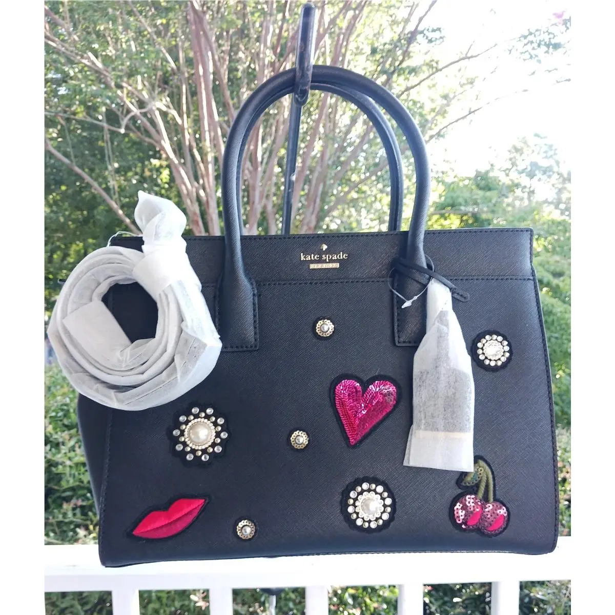 Kate Spade x Rodin Fields PXRU9459 Black Candace Embellished Tote/crossbody