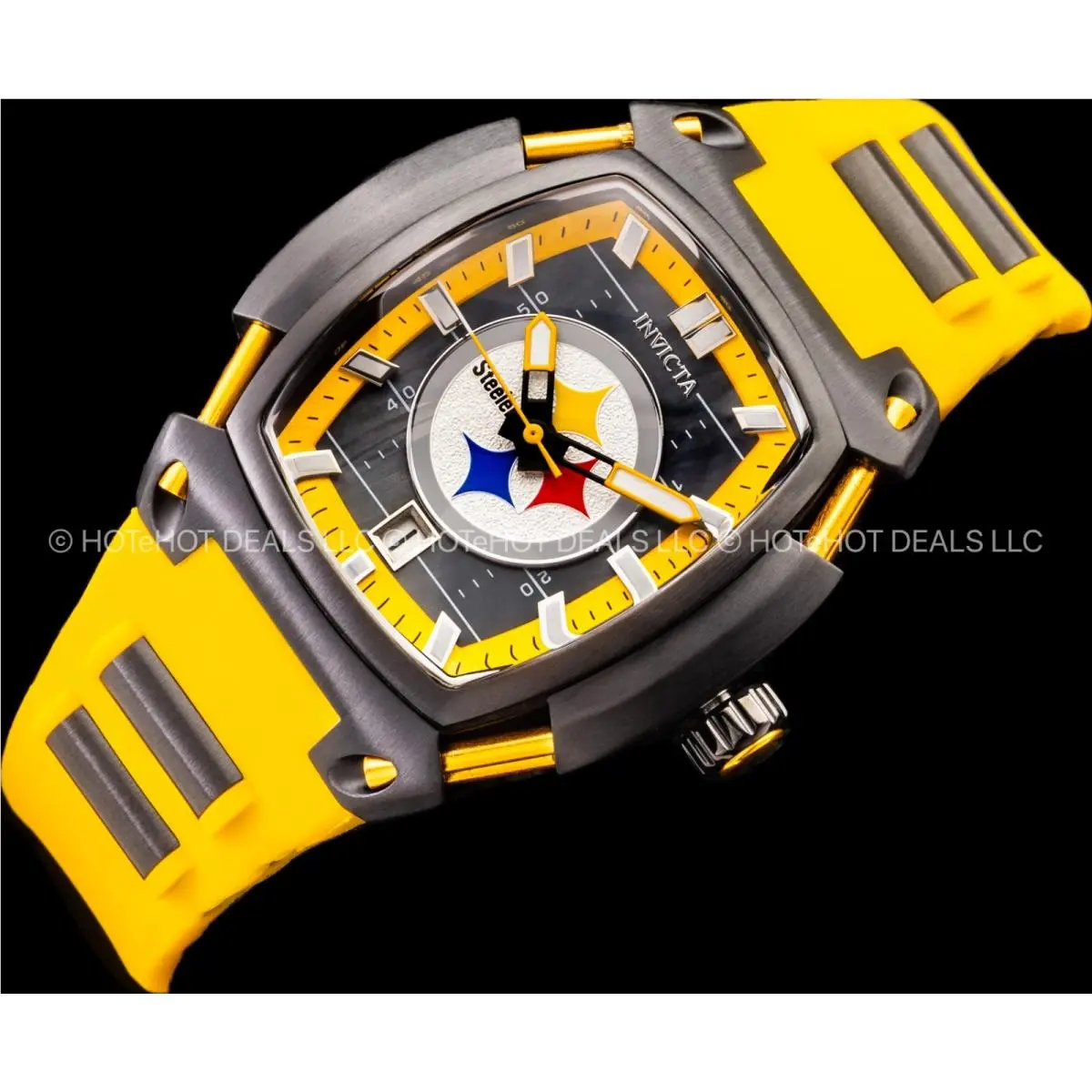 Invicta 40MM Ladies Nfl Pittsburgh Steelers Bold Black n Yellow Sport PU Watch