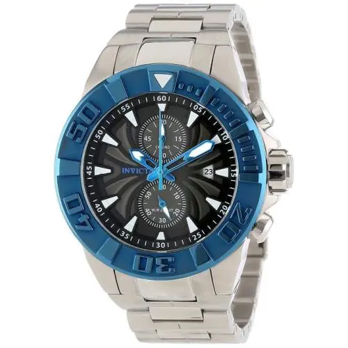 Invicta Men`s 12309 Pro Diver Chronograph Black Textured Dial Stainless Steel