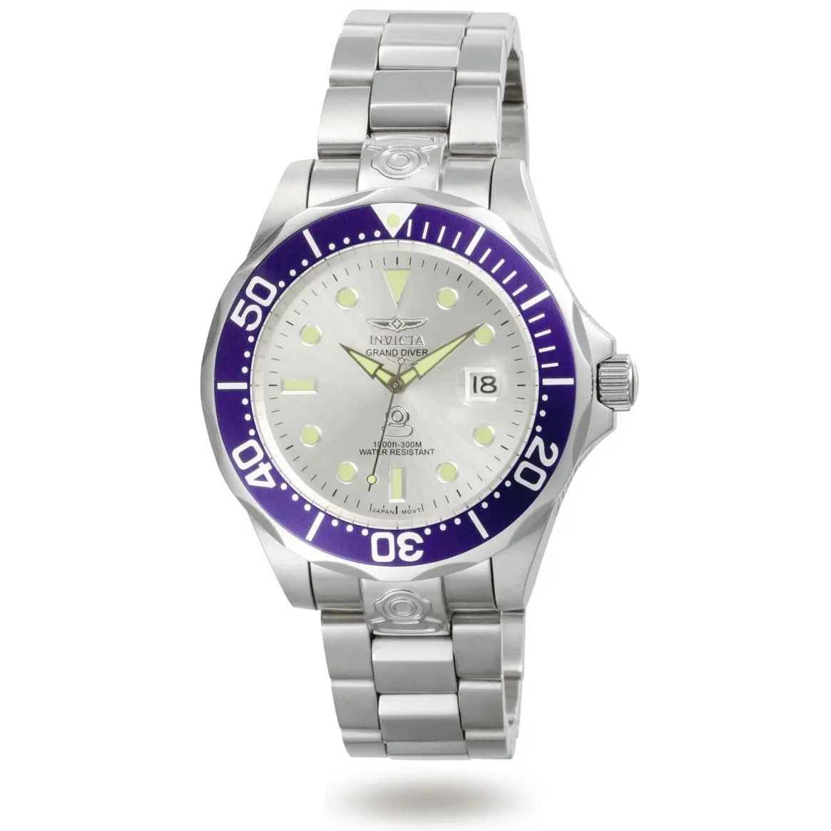 Invicta 3046 Men`s Pro Diver Steel Bracelet Automatic Watch - Dial: White, Band: Silver