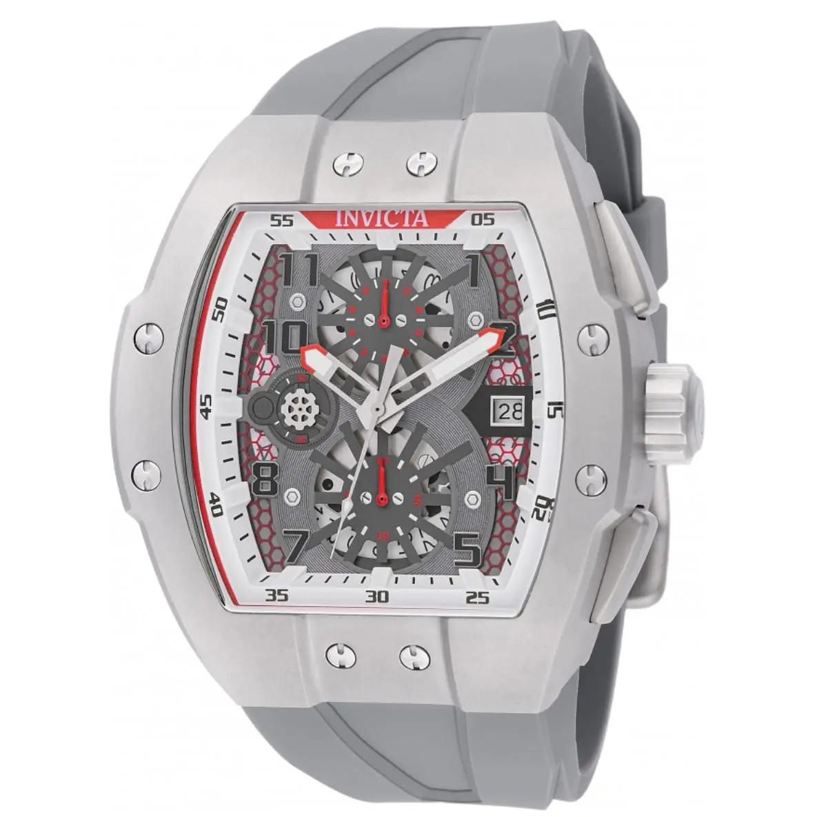 Invicta Racing Gridlock Men`s 47mm Skeleton Dial Gray Chronograph Watch 48026