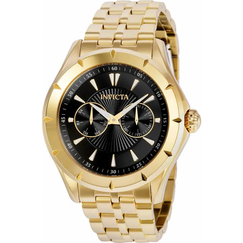 Invicta Vintage 36253 Gold 44Mm Quartz Black Dial Men`s Watch