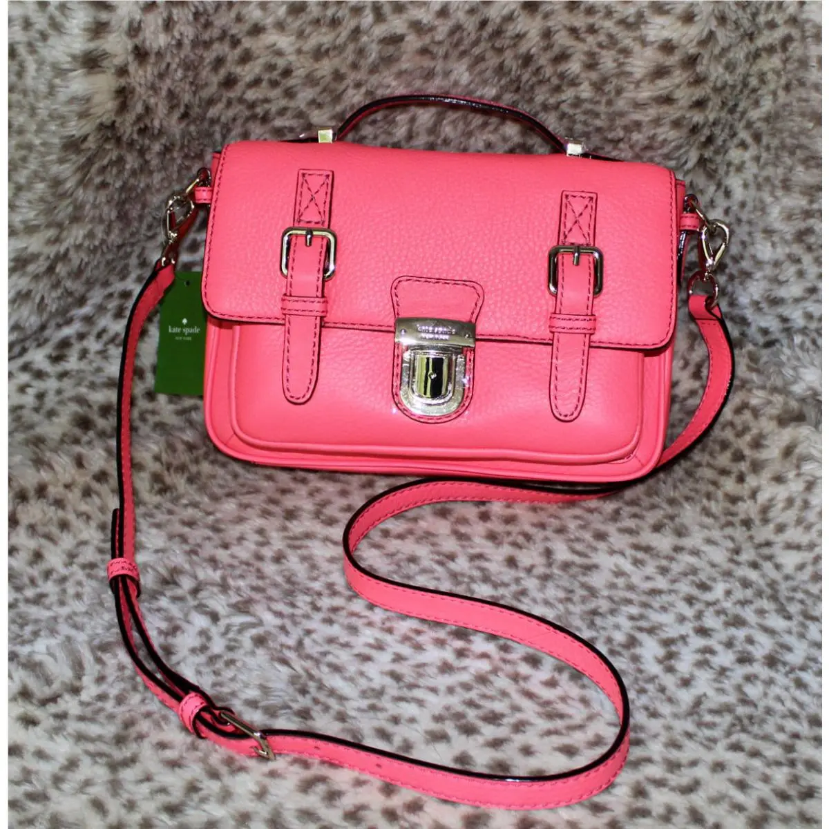 Kate Spade Lola Avenue Lia Leather Crossbody Satchel Tote Handbag Coral