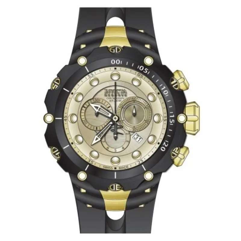 Invicta Men`s 80480 Venom Champagne Dial Chronograph Polyurethane Quartz Watch - Dial: Champagne, Band: Black, Bezel: Black