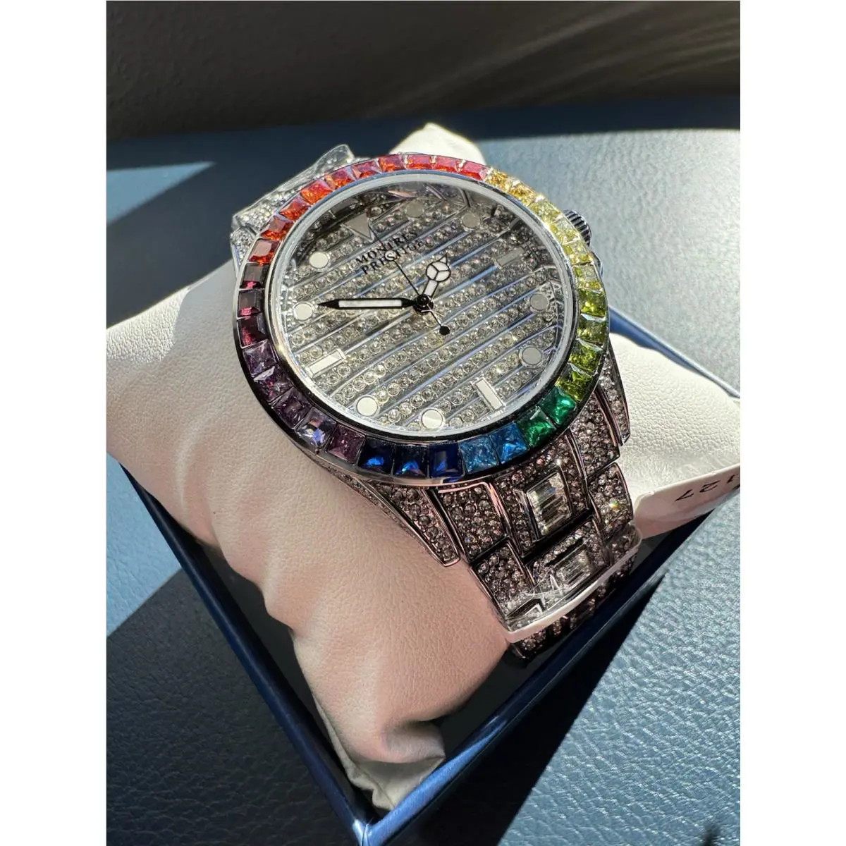 Montres Prestige Eclat X Invicta Men`s Watch - 42mm Silver/rainbow MPW-0127 - Dial: Silver, Band: Silver, Bezel: Blue, Green, Multicolor, Red, Silver, Yellow