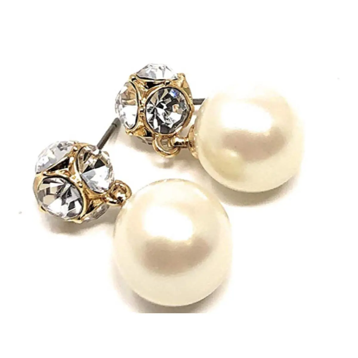 Kate Spade Lady Marmalade Drop Earrings Cream Pearl Crystals Gold Tone S/ Steel