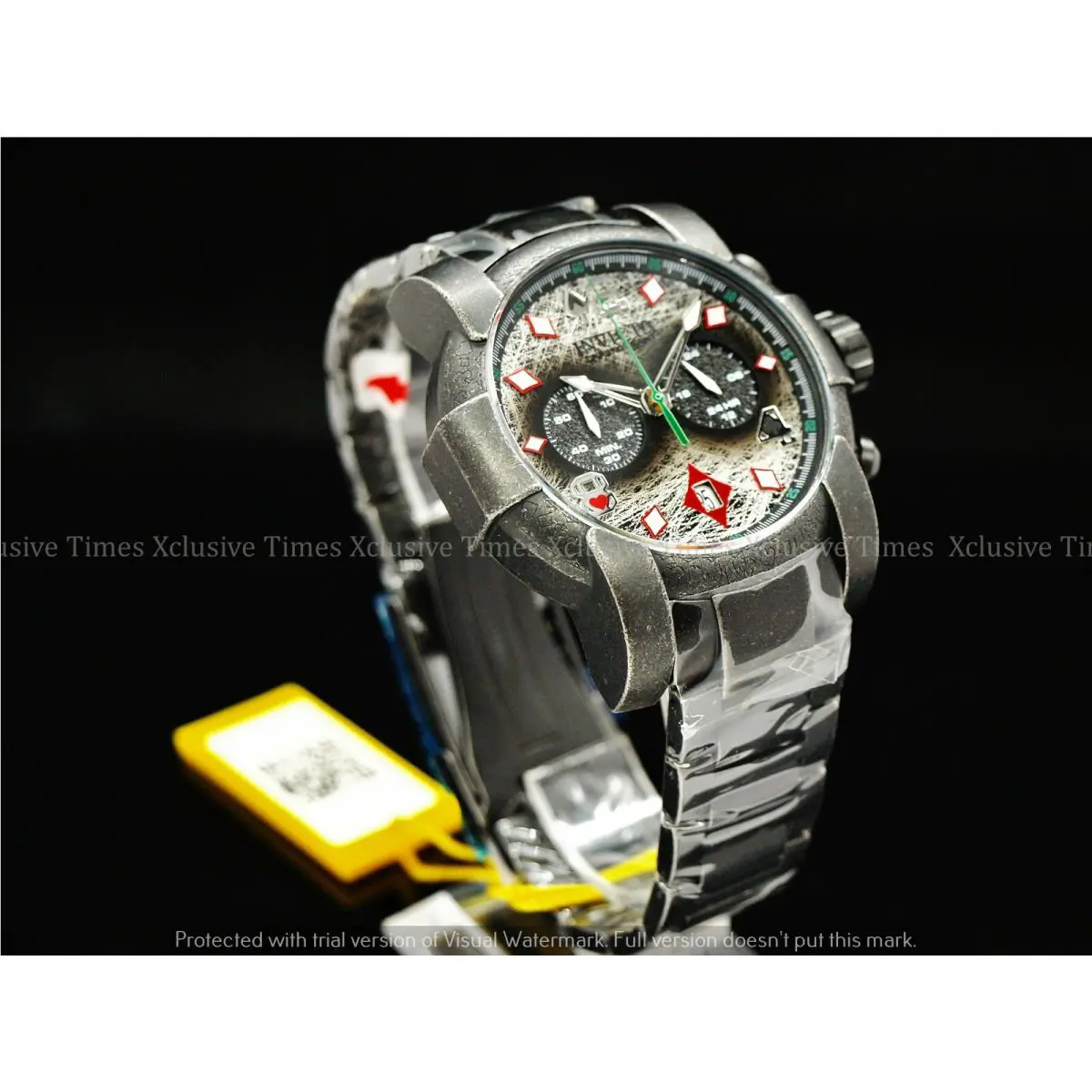 Invicta 47mm Voodoo Eye Poker Speedway Chrono Antique Gunmatel SS Bracelet Watch