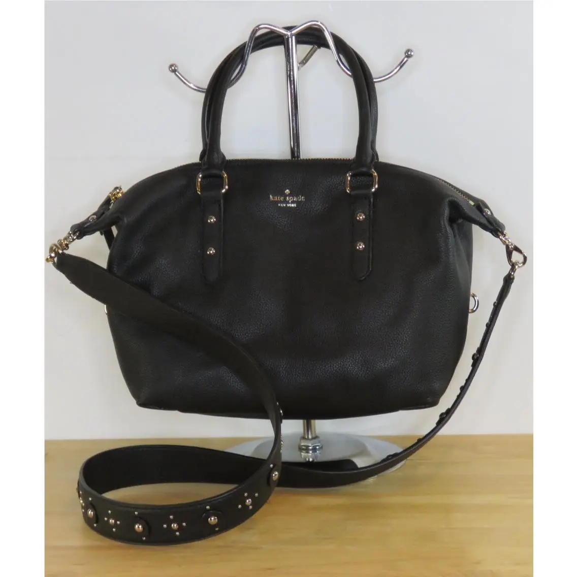 Kate Spade Larchmont Ave Satchel Mini Layla Blac Satchel Studded Crossbody