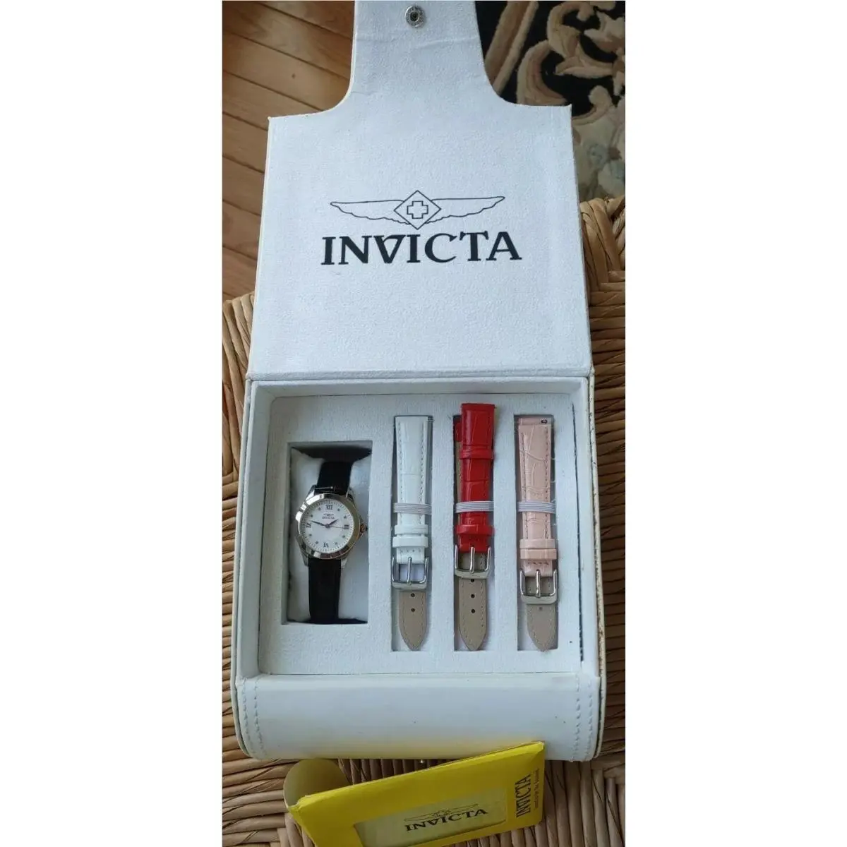 Watch Women`s Rose Gold Leather Pink Red White Straps 12544 by Invicta