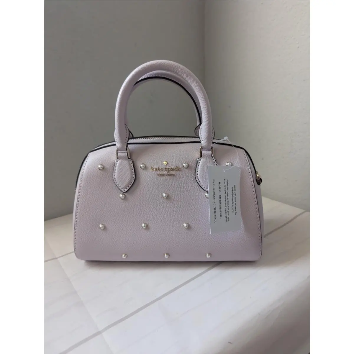 Kate Spade Madison Studded Pearls Duffle Crossbody Lilac Moonlight