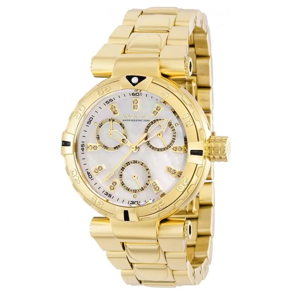 Invicta Subaqua Lux Women`s 38mm .076 Ctw Diamonds Mop Dial Day/date Watch 39228