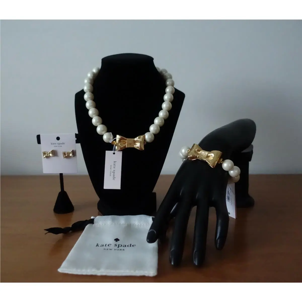 Kate Spade New York All Wrapped UP IN Pearls Studs Bracelet and Short Necklace