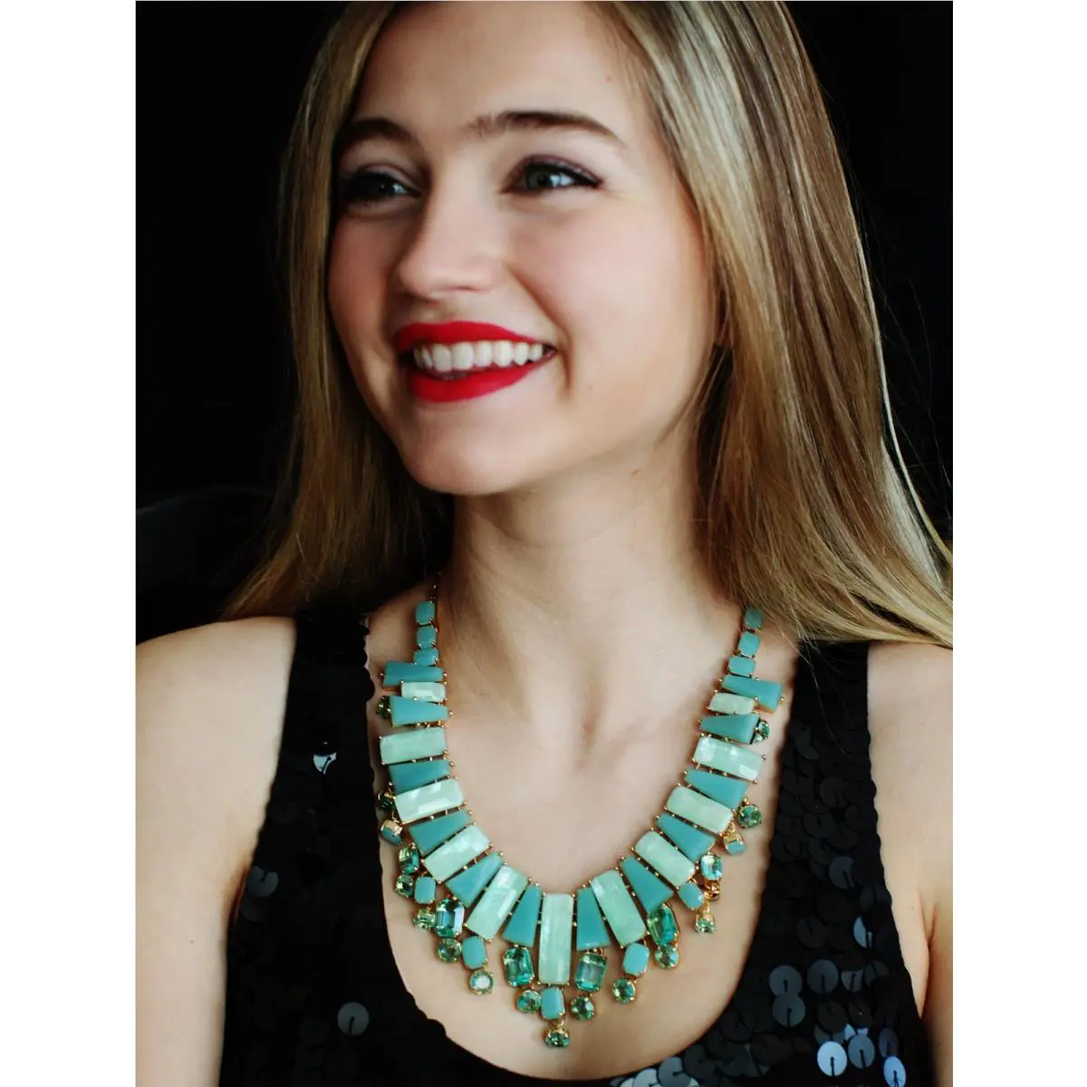 Aqua Kate Spade 14K Gold- Plated Beach Glass Gem Statement Necklace Earrings Set