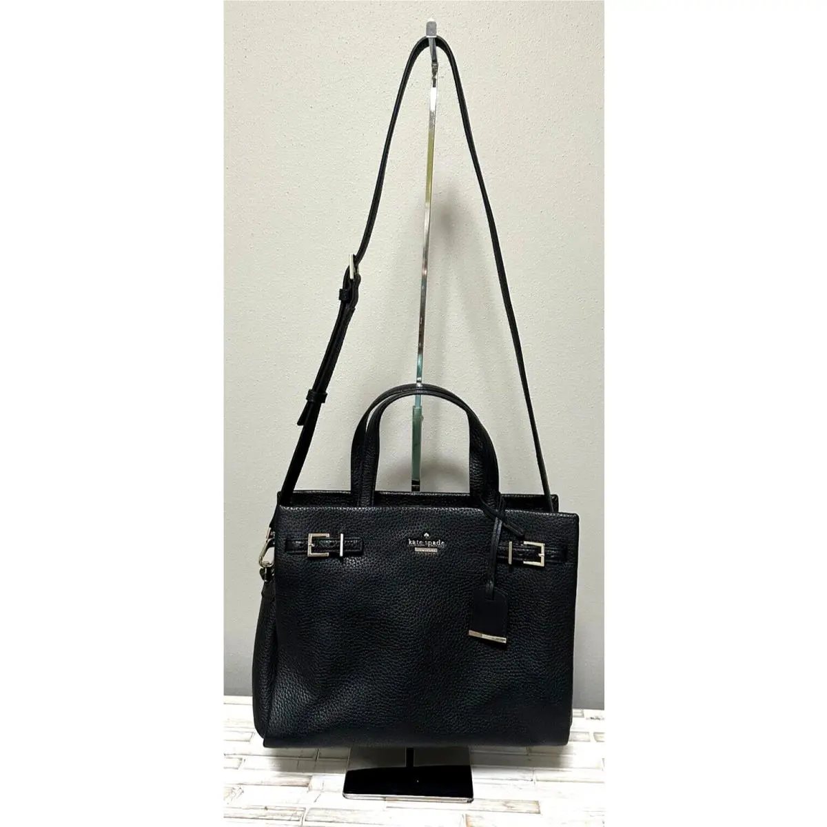 Kate Spade Olivera Holden Street Black Pebbled Leather Satchel Adjustable Strap