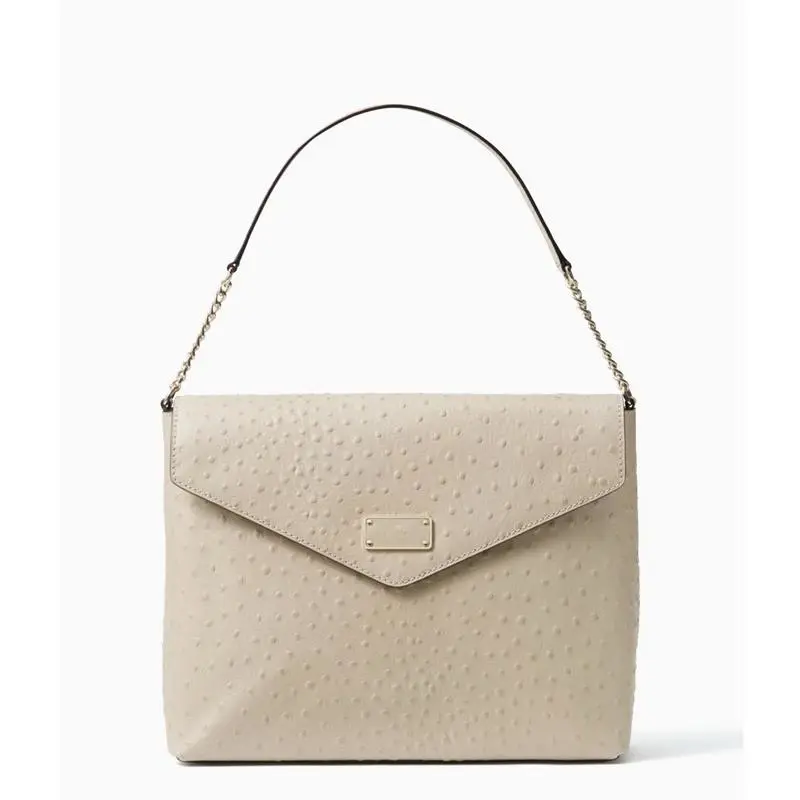 A La Vita Ostrich Leena Leather Shoulder Bag Ivory by Kate Spade