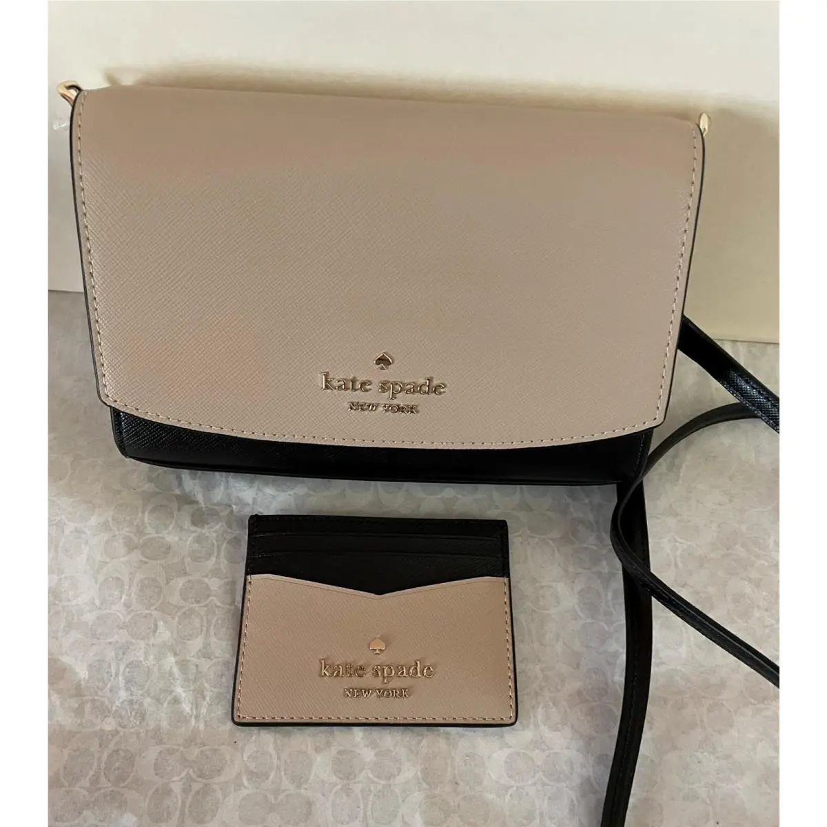 Nwtkate Spade Carson Colorblock Saffiano Leather Crossbody Warm Beige Multi