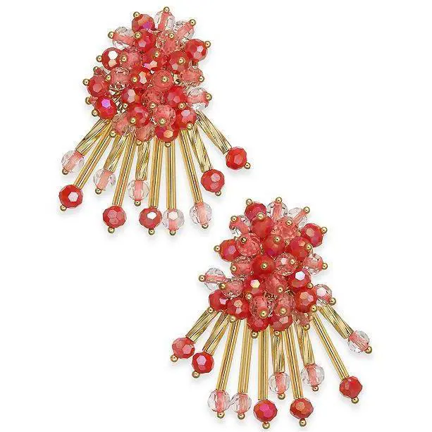 New Kate Spade New York Wrap It Up Coral Beaded Stud Earrings WBRUF713