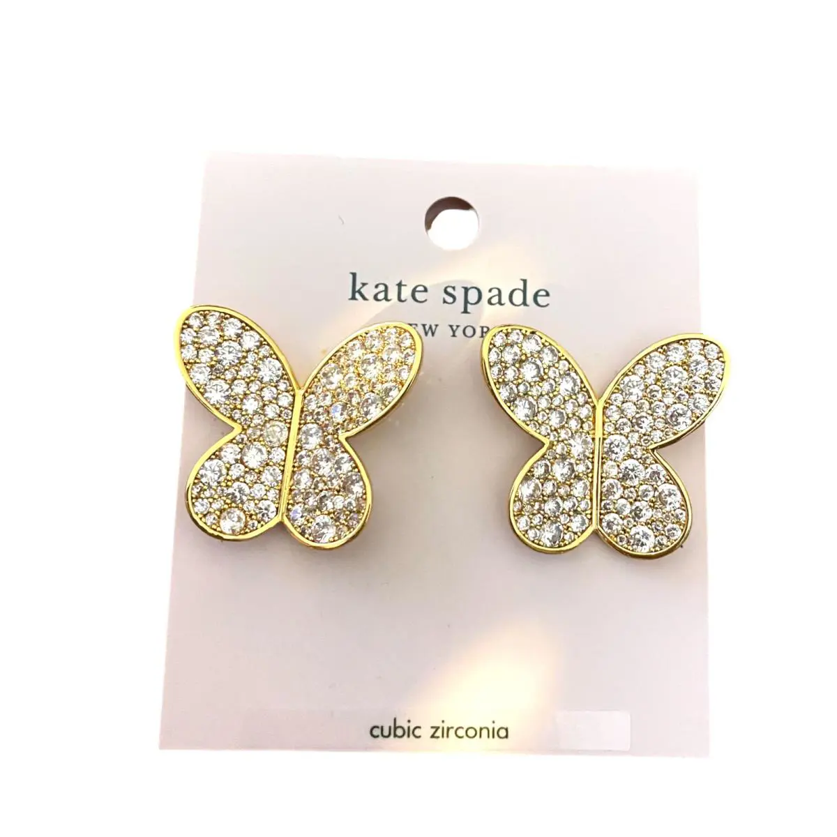 Kale Spade In A Flutter Earrings- Butterflies- Gold Tone- Cubic Zirconia
