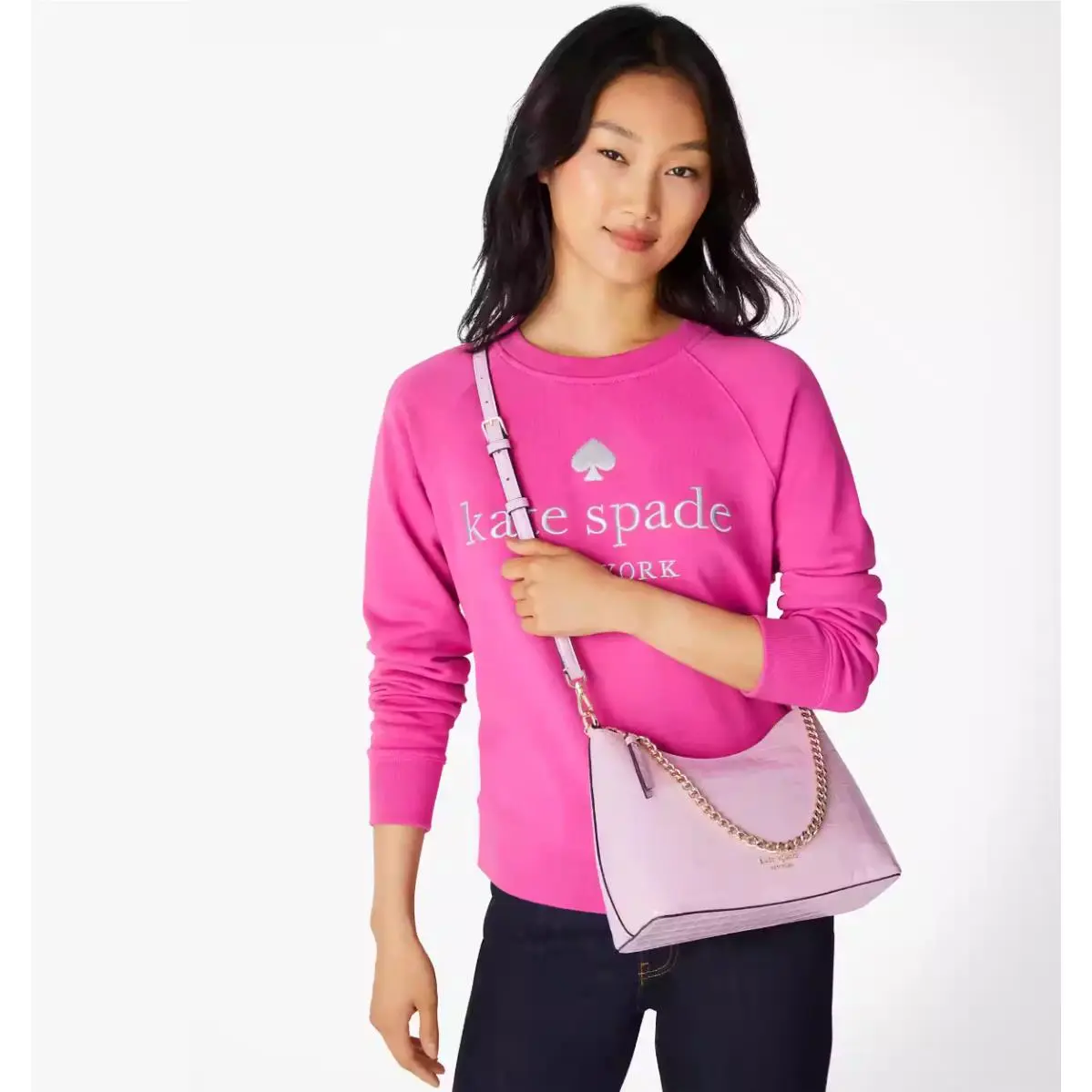 Kate Spade Zippy Croc Embossed Convertible Crossbody Quartz Pink