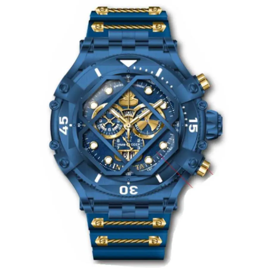 Invicta Men`s Pro Diver Blue Dial Chronograph Quartz Open Case Watch 37180