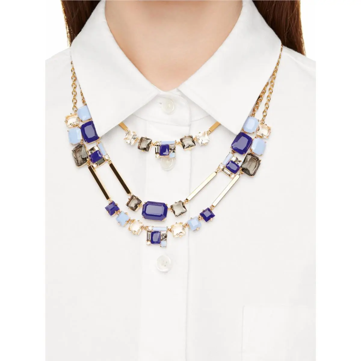 Kate Spade Three Triple Row Strand Scatter Blue Multi Neapolitan Necklace