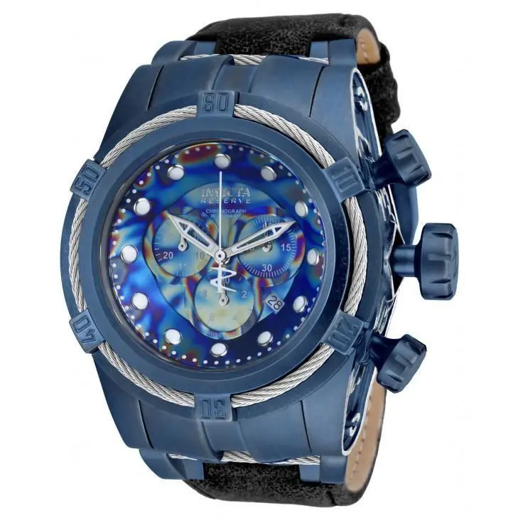 Invicta 17376 Reserve Bolt Zeus Empire Chronograph Mens Watch + 8-Slot Dive Case - Dial: Blue, Band: Blue