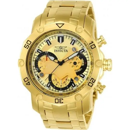 Women`s 22761 Pro Diver Quartz Multifunction Gold Dial Watch by Invicta