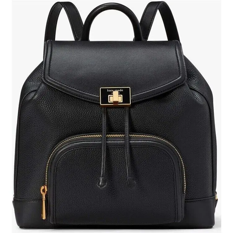 Kate Spade York Backpack Black Pebbled Smooth Leather Travel School Bag