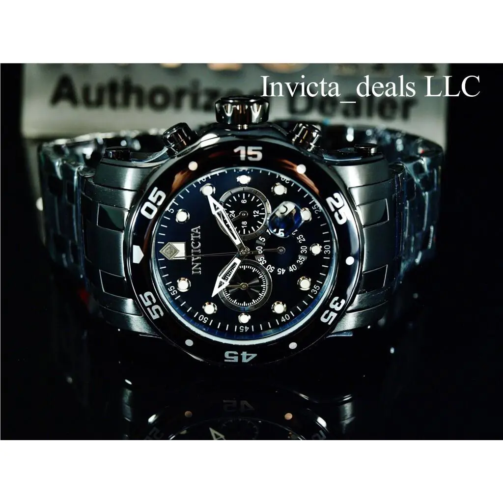 Invicta 48mm Men`s Pro Diver Scuba Chronograph Black Dial Triple Black Watch