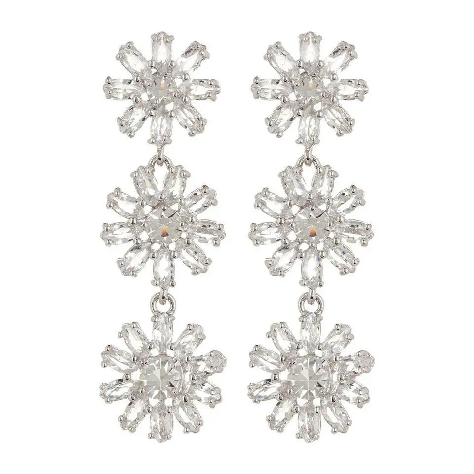 Kate Spade Estate Crystal Gardens Bridal Silver Chandelier Linear Earrings Drop