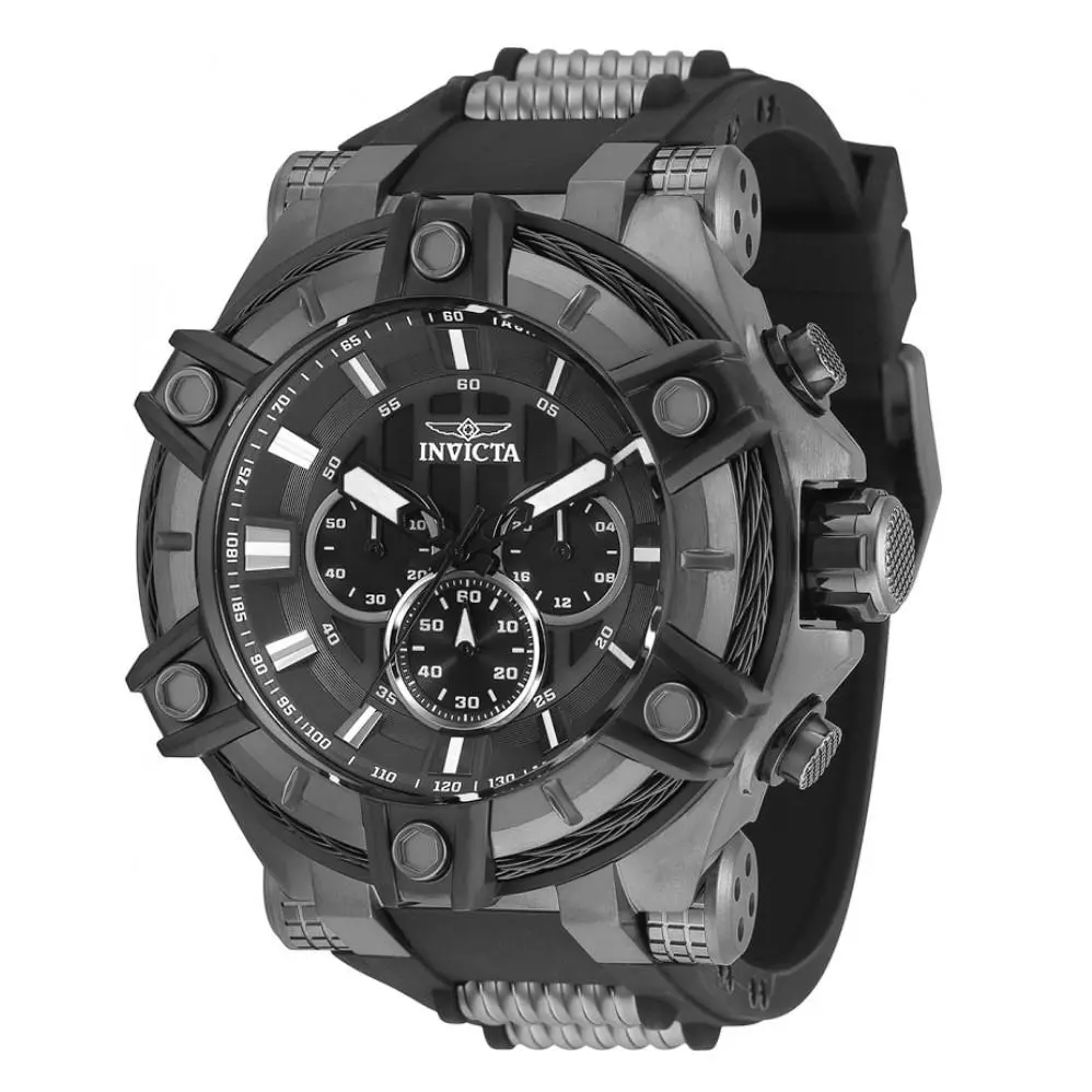Invicta Bolt Cable Surge Men`s 52mm Triple Black Stealth Chronograph Watch 35550