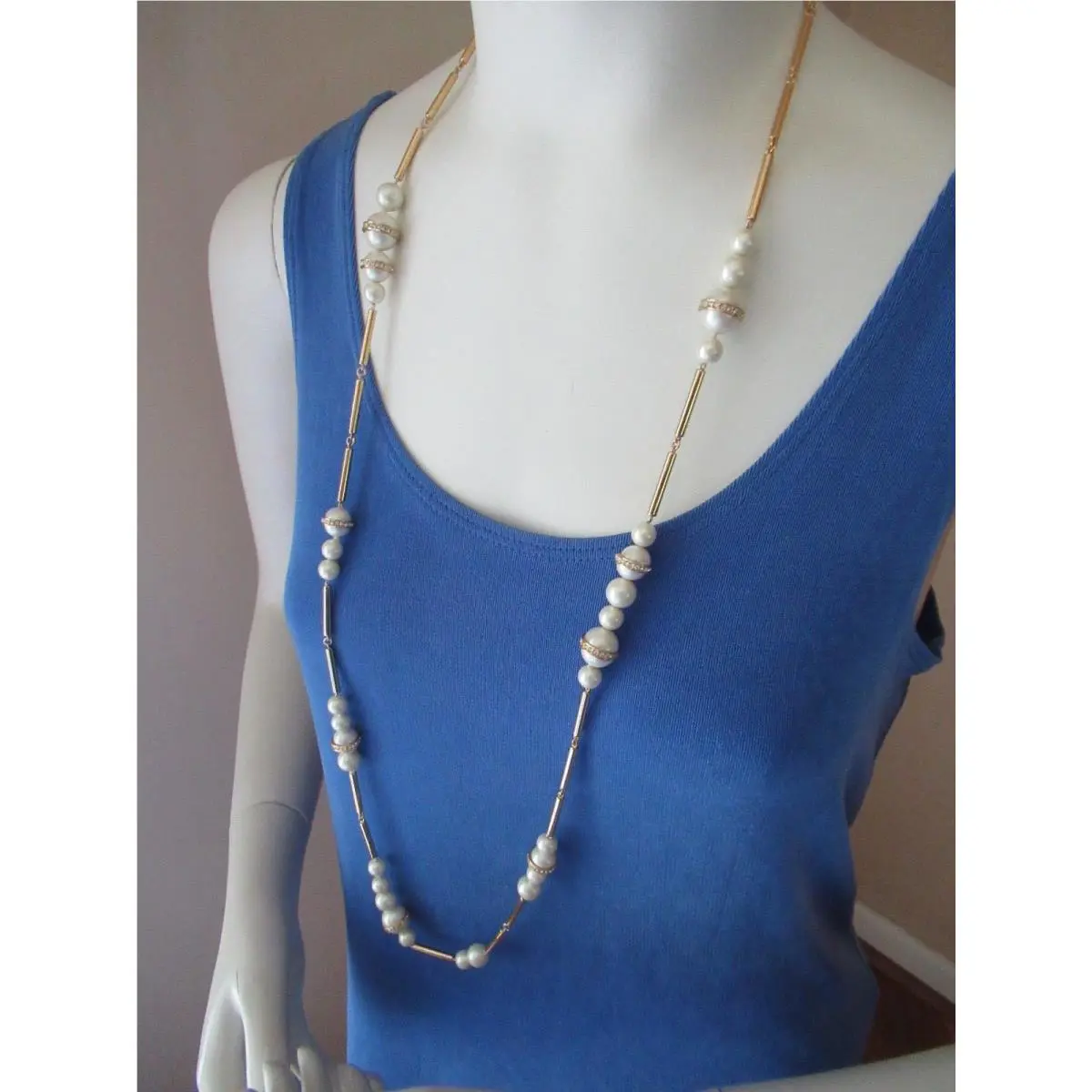 Kate Spade Purely Pearly Gold Plated Pearls Pave Stone Necklace