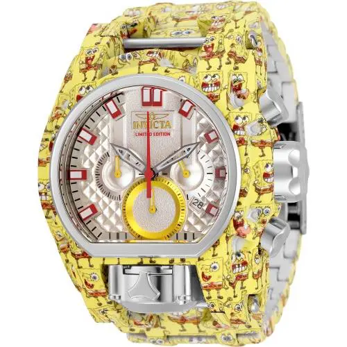 Invicta Men`s 52mm Sponge Bob Zeus Magnum SS Aqua Plating Yellow Tone Watch