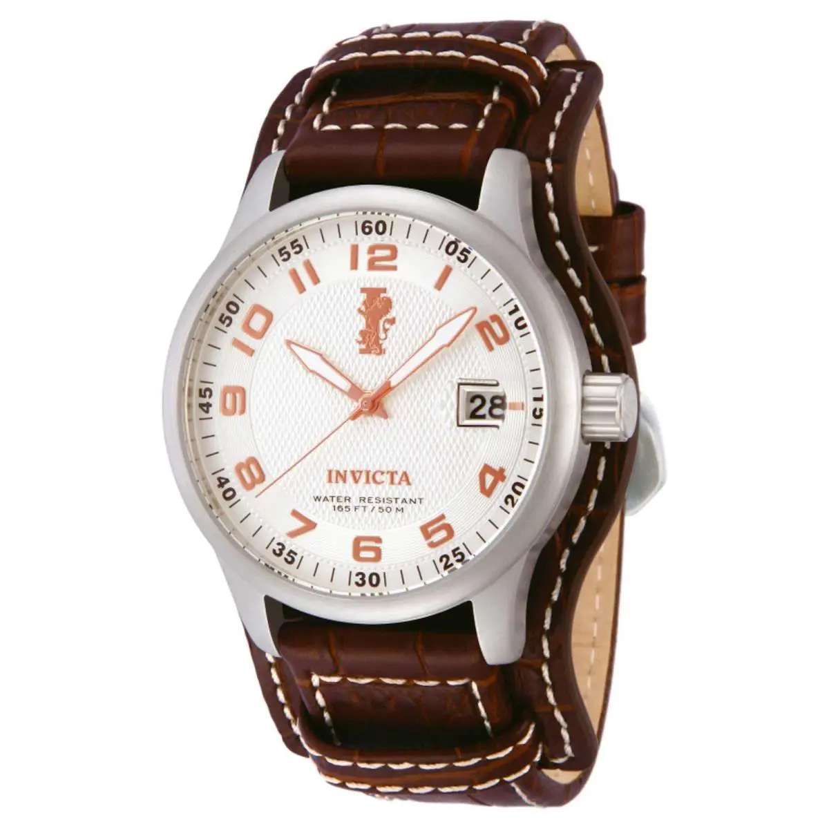 Men`s Watch I-force Quartz Silver Tone Dial Brown Leather Strap 12552 by Invicta