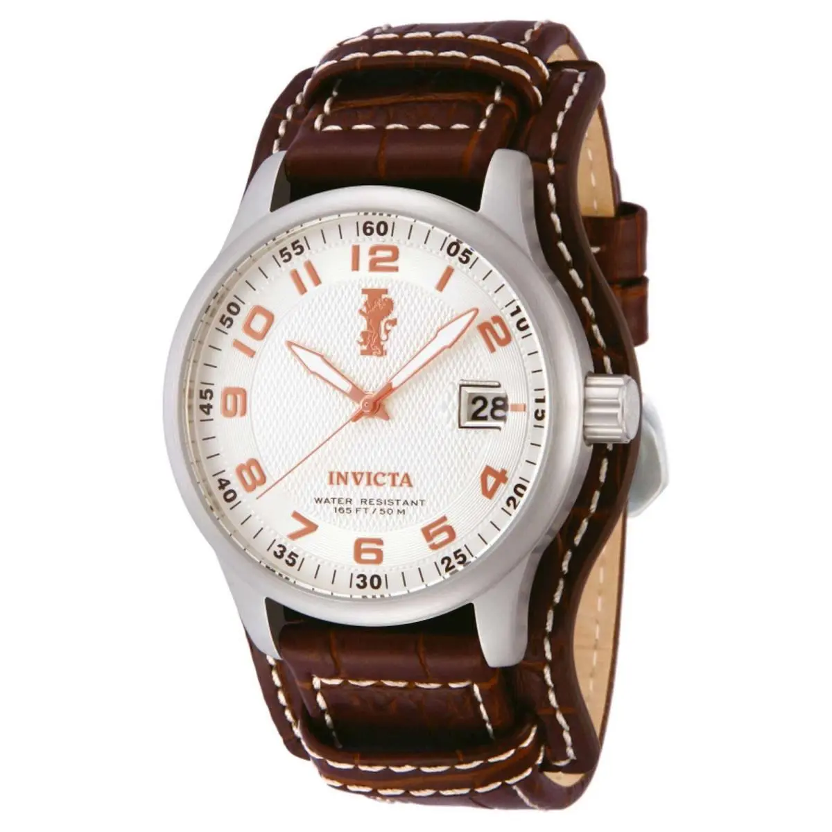Invicta Men`s Watch I-force Quartz Silver Tone Dial Brown Leather Strap 12552 - Dial: Silver, Band: Brown