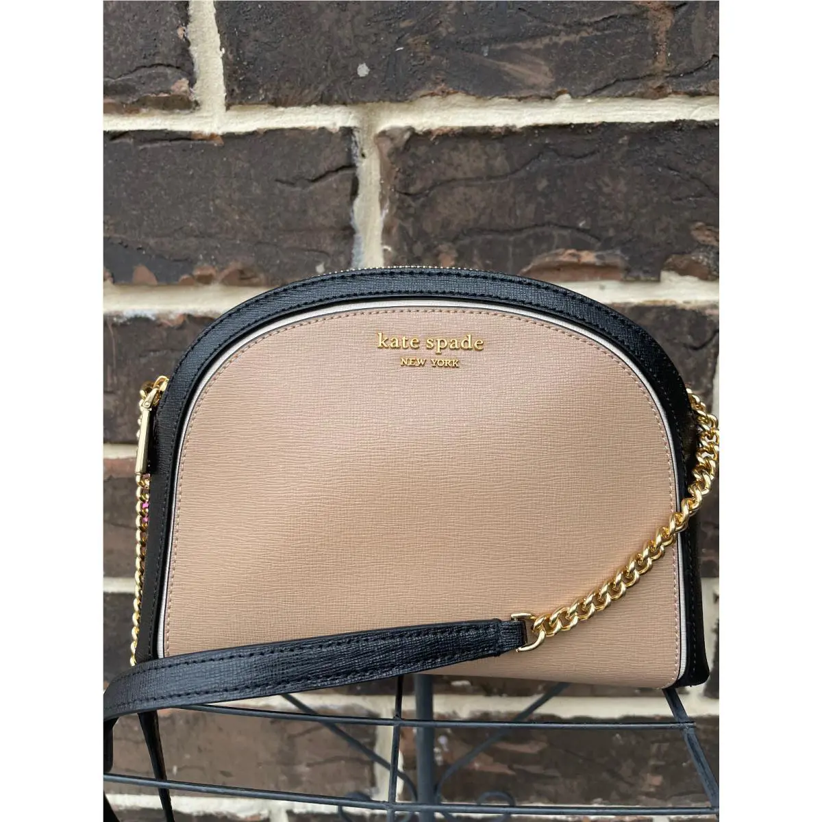 Kate Spade Morgan Colorblocked Double-zip Dome Crossbody Cafe Mocha