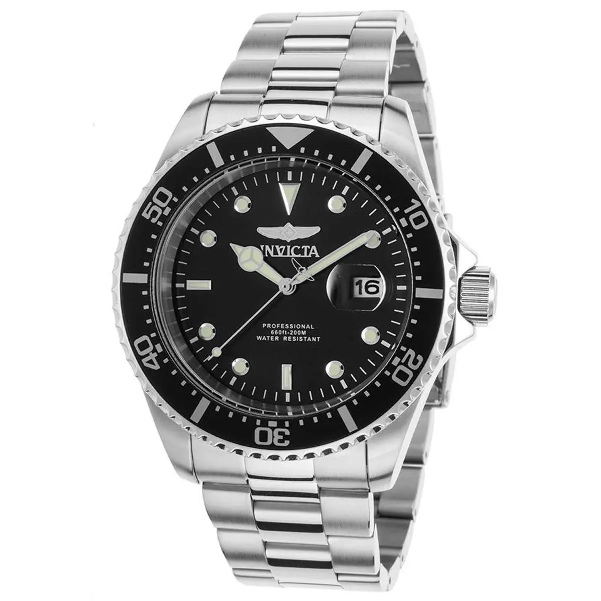 Invicta 22047 Gent`s Black Dial Steel Bracelet Quartz Dive Watch