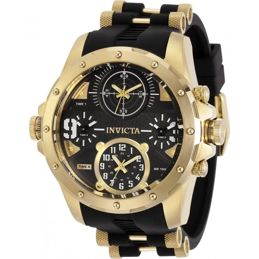 Invicta Coalition Forces 31141 Men`s 50mm Quartz 4-Time-Zone Watch - Dial: Black