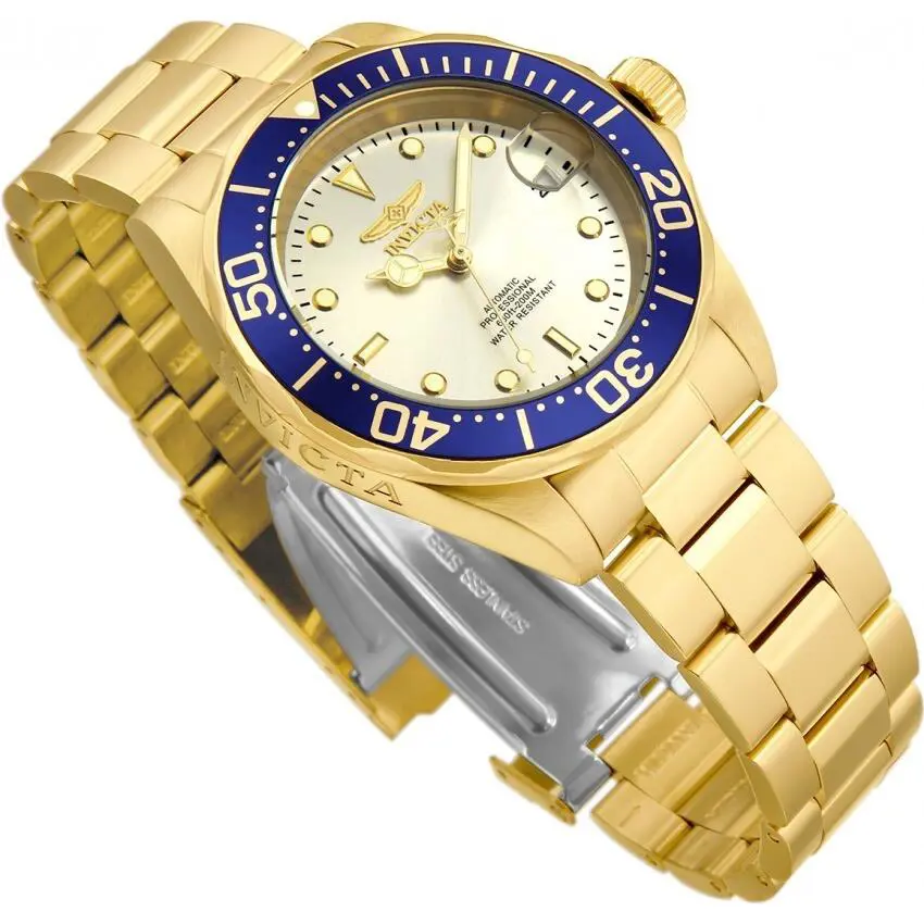 Invicta Pro Diver Men 40mm Stainless Steel Gold Champagne Dial NH35A Automatic