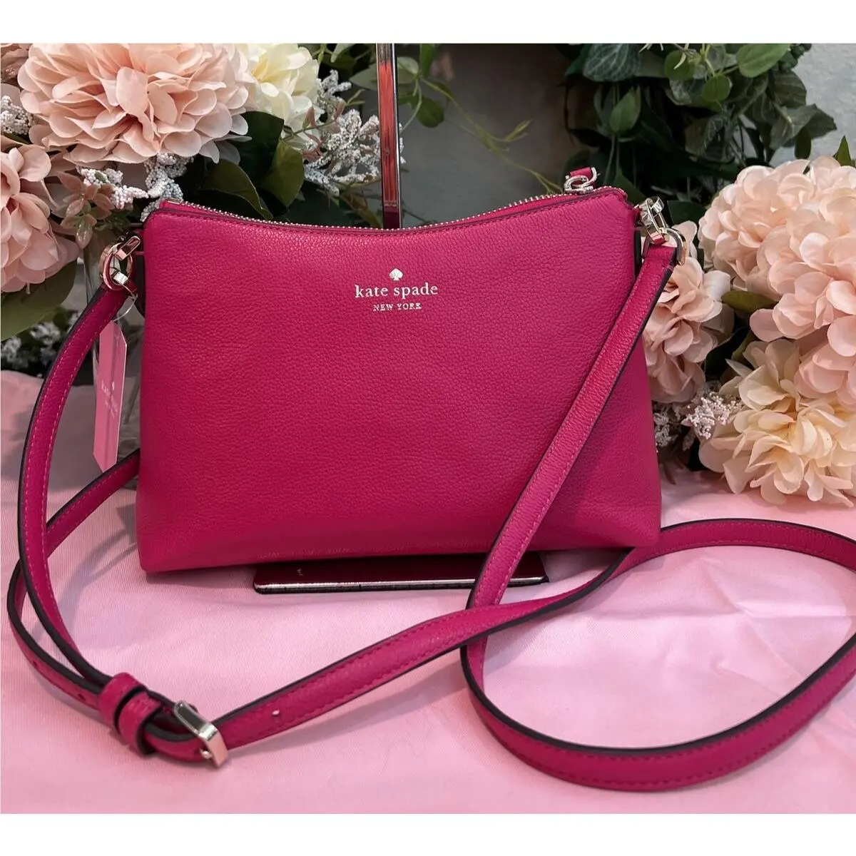Kate Spade Pebble Leather Bailey Crossbody/shoulder Bag Mason Brick Pink