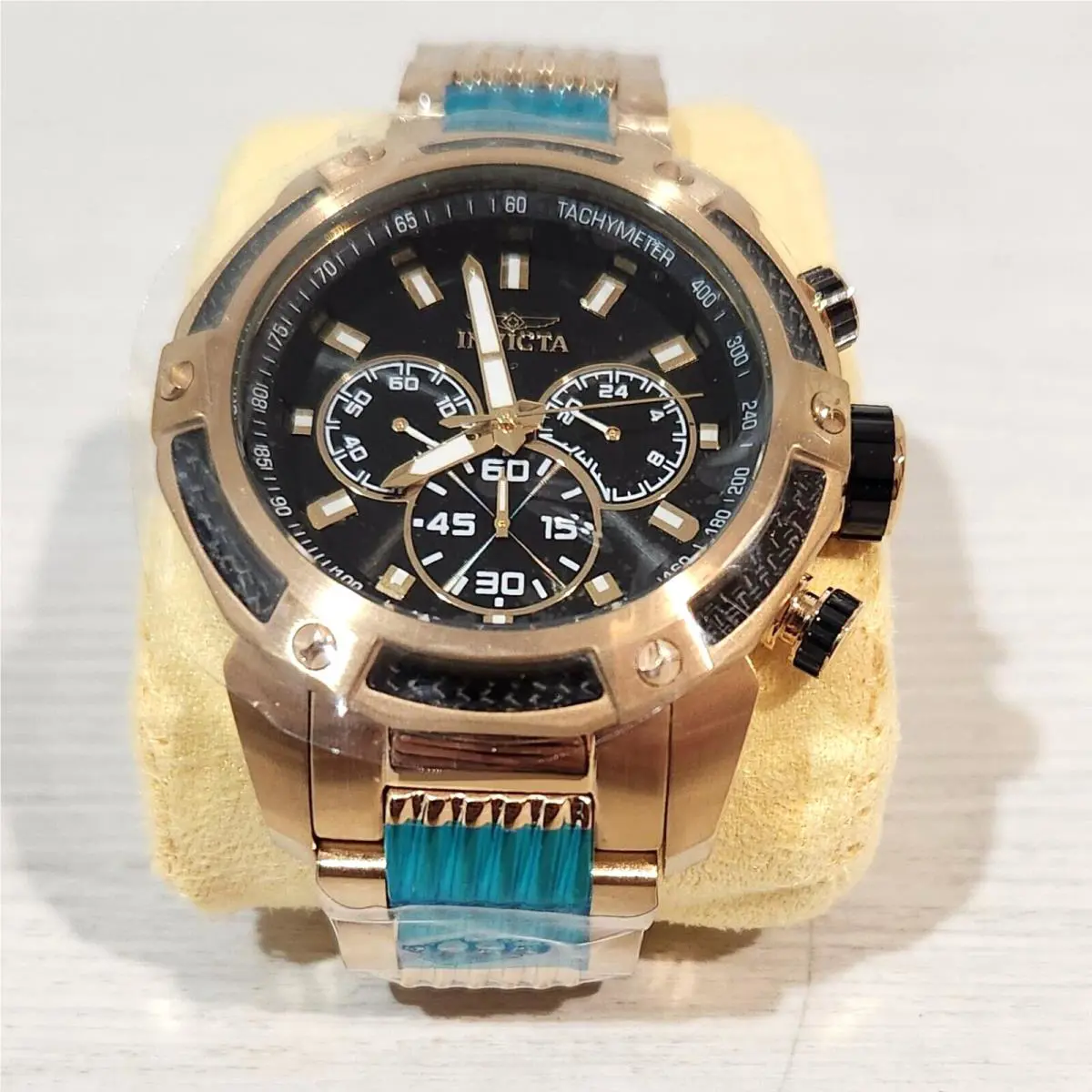 Invicta Mens Speedway Gold Tone Stainless Steel Watch Tritnite Night 26475