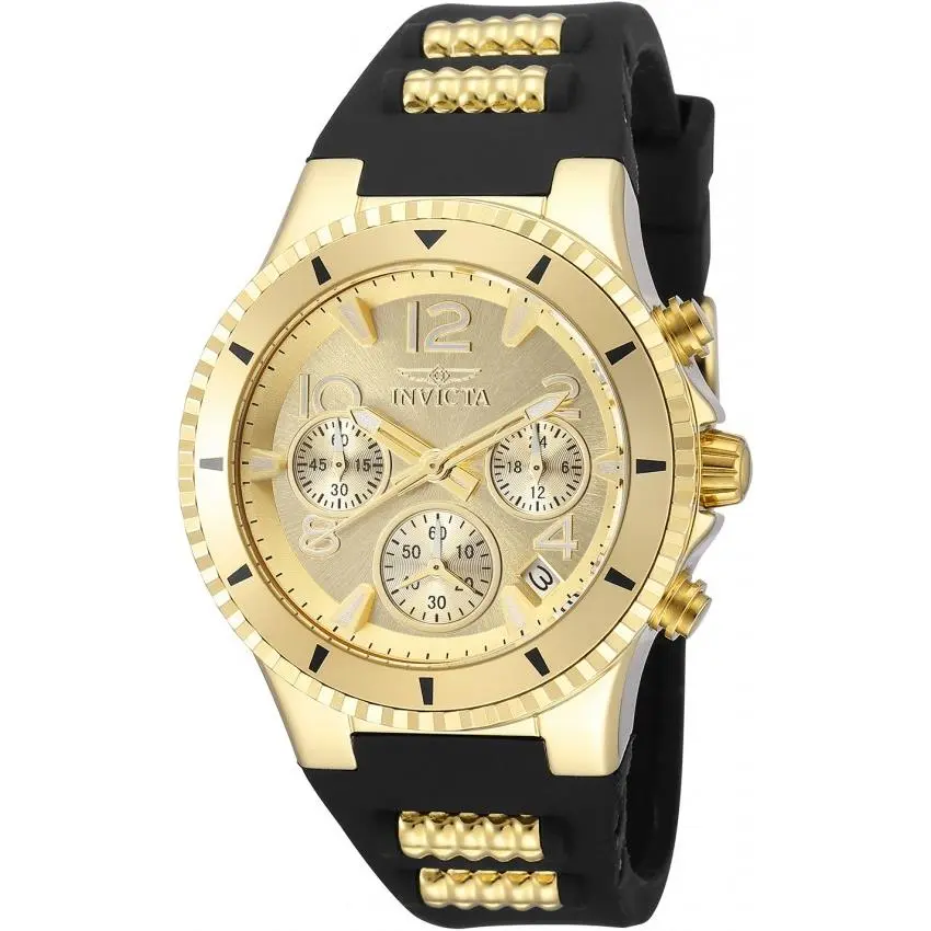 Blu Chronograph Quartz Gold Dial Ladies Watch 36909 by Invicta