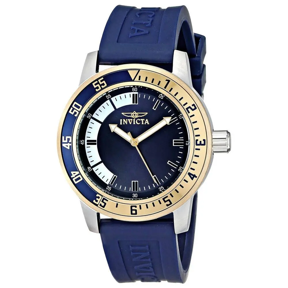 Invicta 12847 Men`s 45mm Specialty Quartz Gold/blue Bezel Polyurethane Watch
